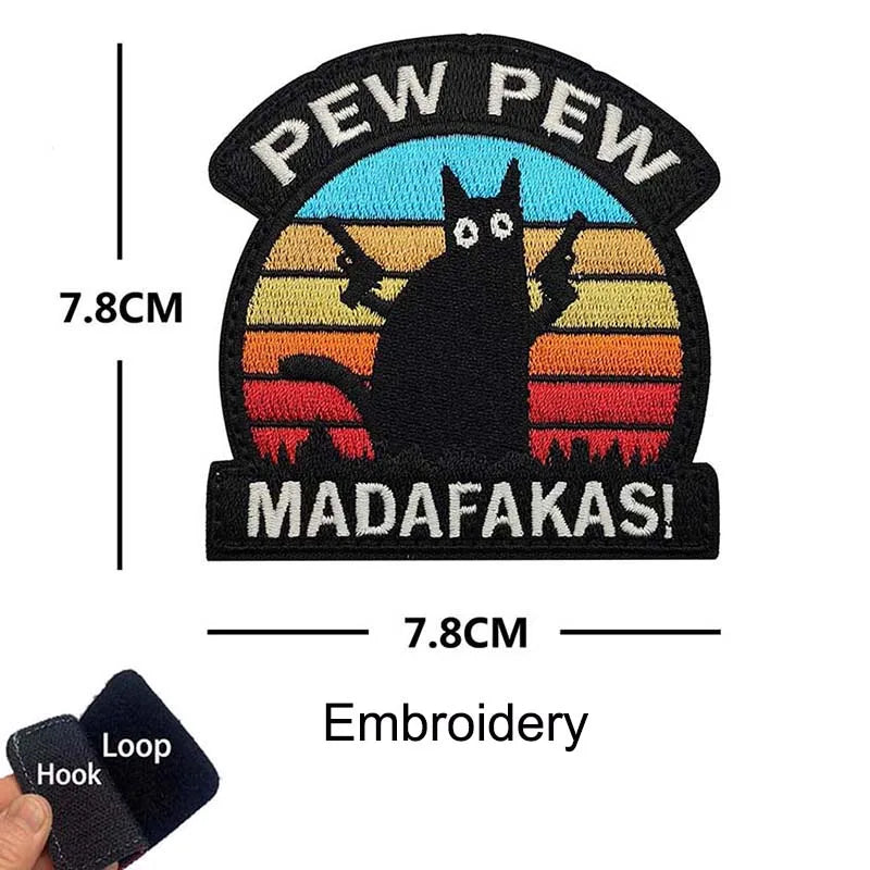 Funny Cat Face PVC Morale Patch with Hook-and-Loop Backing