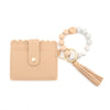 Silicone Bead Bracelet Leather Card Holder Wristlet