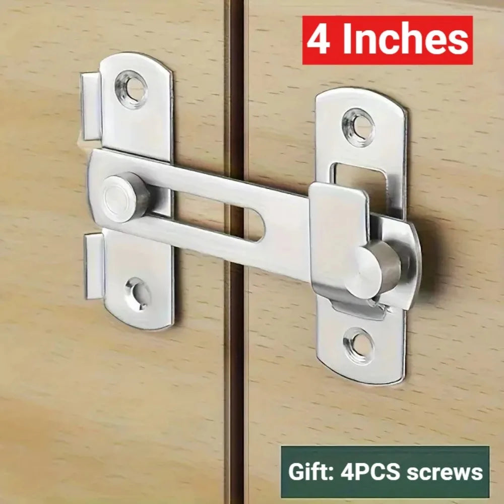 Stainless steel sliding door latch lock with mounting plates and four screws