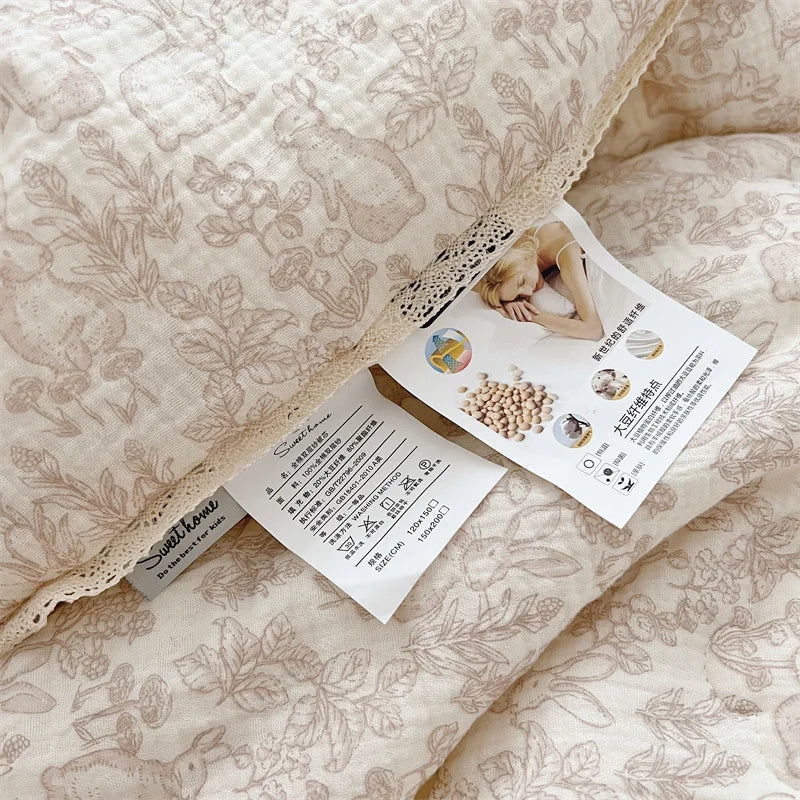 Vintage Floral Cotton Muslin Baby Quilt