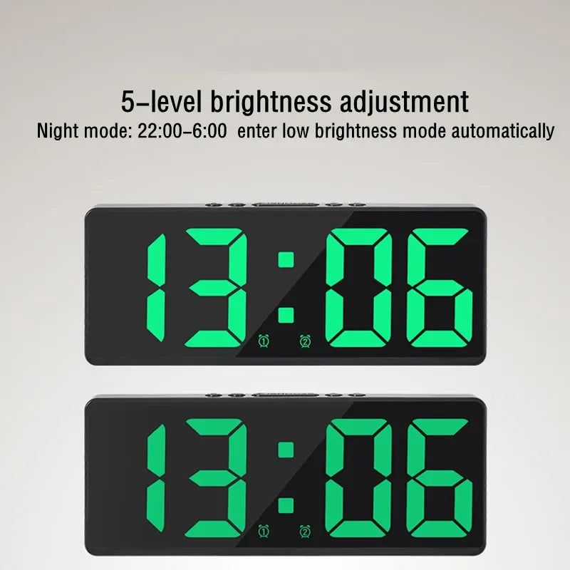 Modern LED Alarm Clock with Voice Control and Night Mode