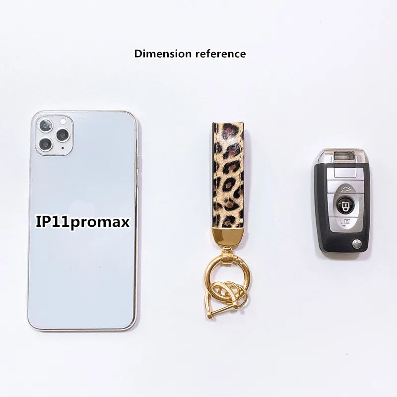 Zebra Print Leather Keychain with Animal Pattern
