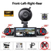 Front-Left-Right-Rear 1080P dash camera system showing various angles and accessories.