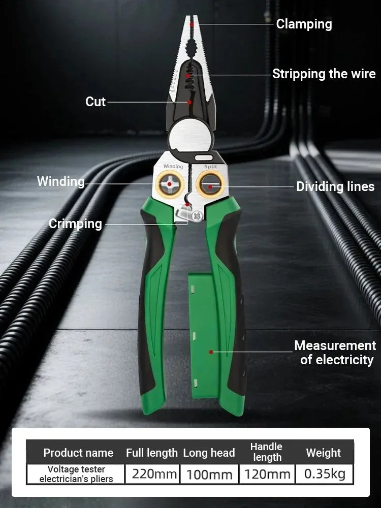 8-in-1 Multifunctional Voltage Tester and Wire Stripping Pliers