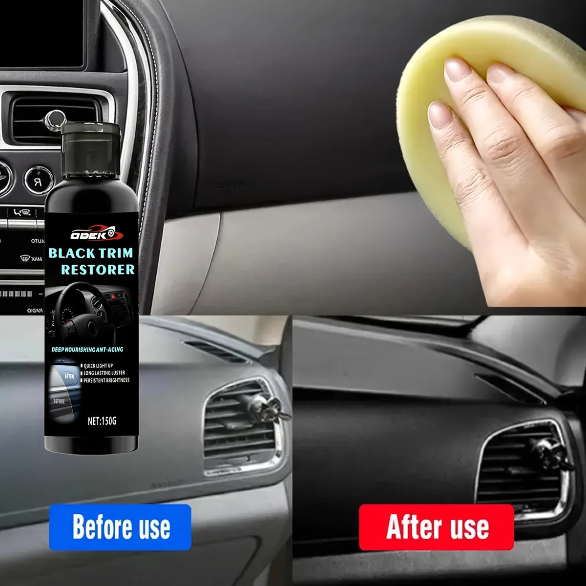 Premium Plastic & Rubber Restorer with Deep Black Gloss Finish