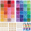 A collection of colorful polymer clay beads and letters in various shapes and colors for DIY jewelry making