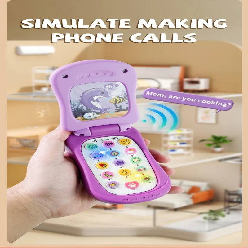 Kids' Cartoon Flip Phone Toy with Music and Learning Games