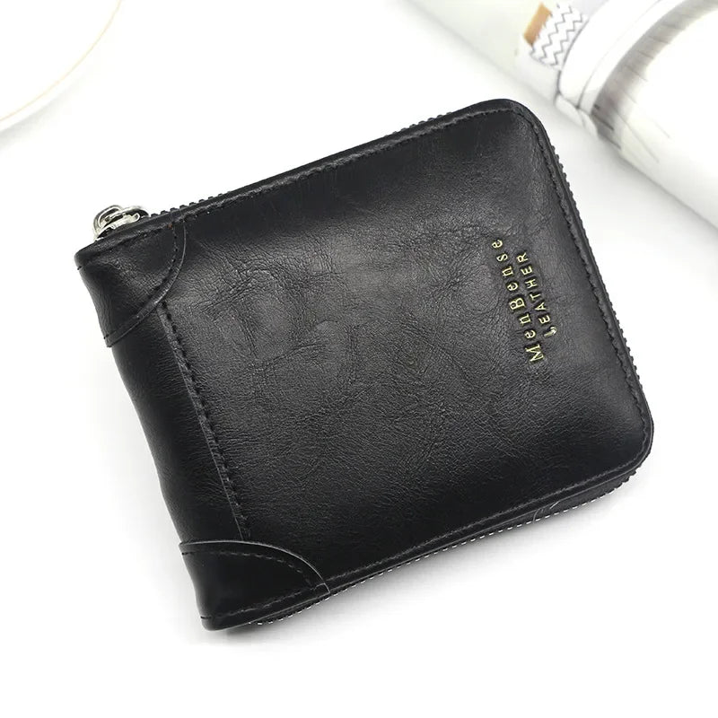 Vintage Compact Zipper Wallet for Men