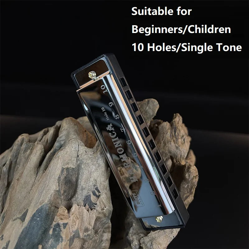 10-Hole Chromatic Harmonica in C - Beginner-Friendly with Carry Case