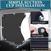 A black truck side window sunshade with suction cups installed on a vehicle window.