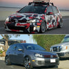 A Volkswagen MK6 GTI is shown with aftermarket LED front side marker lights installed on the front bumper.