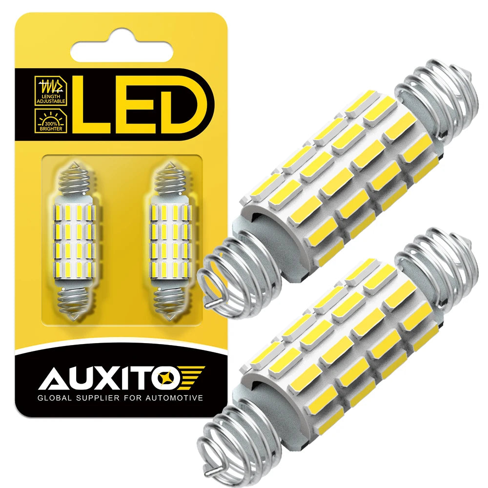 A pack of adjustable LED festoon bulbs for automotive interior lighting shown with packaging.