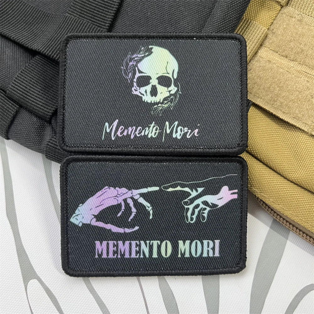Memento Mori Skull Tactical Morale Patch with Hook and Loop Backing