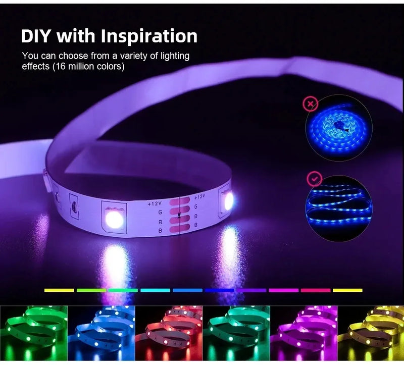 USB-Powered RGB LED Strip Lights with App & Remote Control