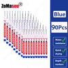 A set of 90 blue long-head markers used for woodworking and construction