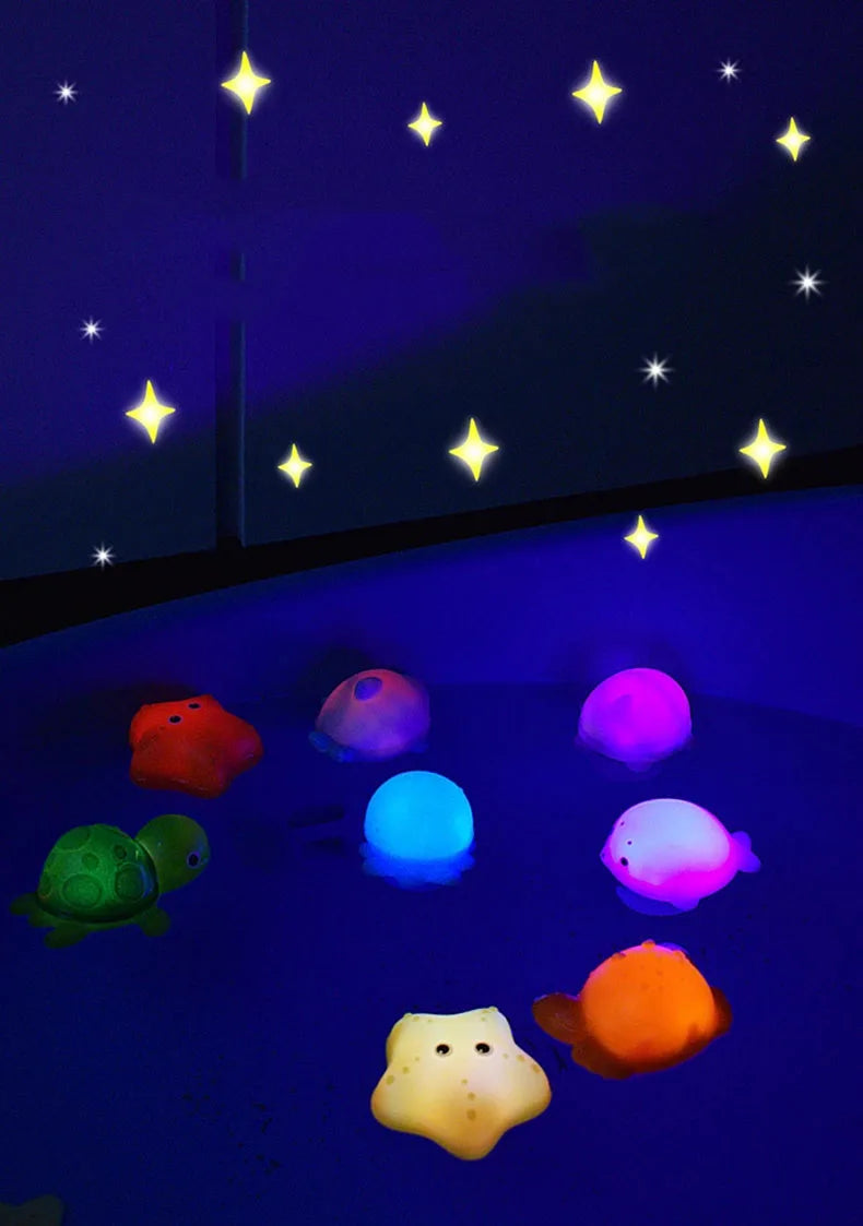 Glow-in-the-Dark Animal Bath Toy Set with Floating Net