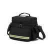 Black waterproof double-layer trauma and first aid bag with a yellow reflective stripe