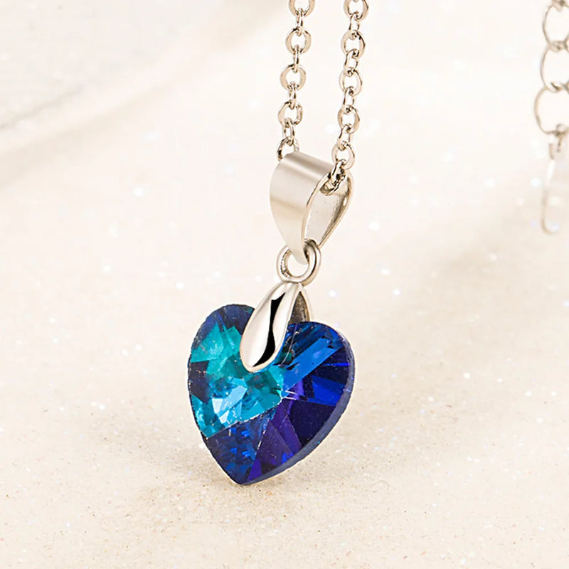 925 Sterling Silver Heart Zircon Pendant Necklace