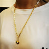 Stainless Steel Paperclip Chain Heart Pendant Necklace