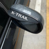 Black X-Trail rain guard for car side mirrors shown in a close-up view.