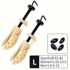 Pair of adjustable wooden shoe stretchers for men and women in light wood color