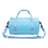 Light blue compact nylon gym bag with an adjustable strap