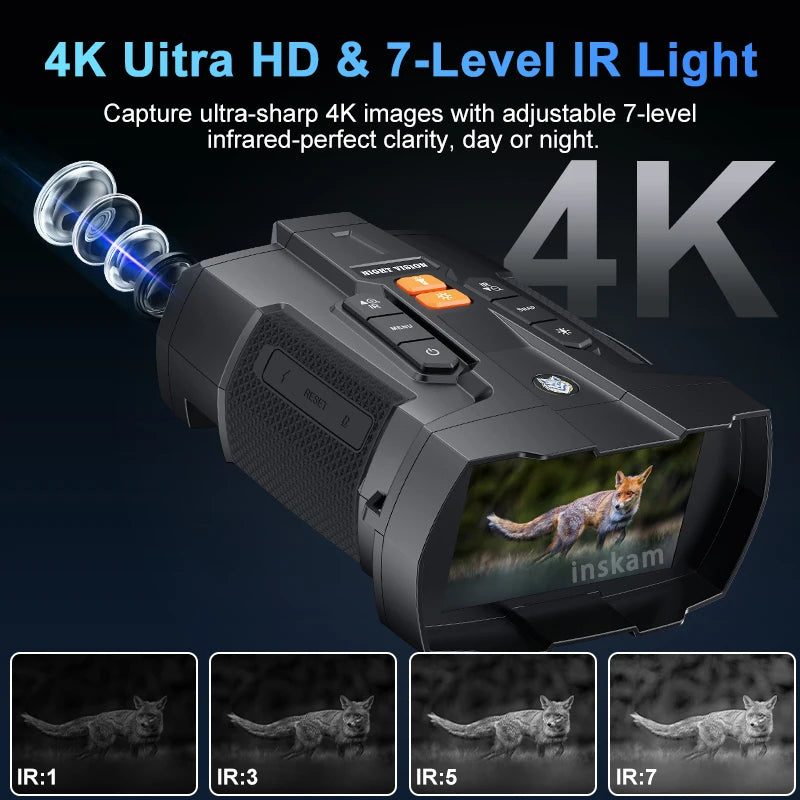 4K Night Vision Binoculars with 4.5" HD Screen and 800m Range