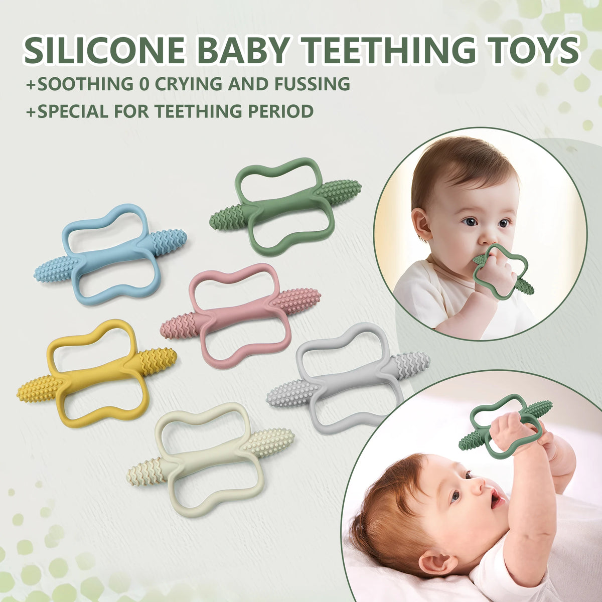 Silicone Teething Stick with Handle – Soft & Safe for Babies
