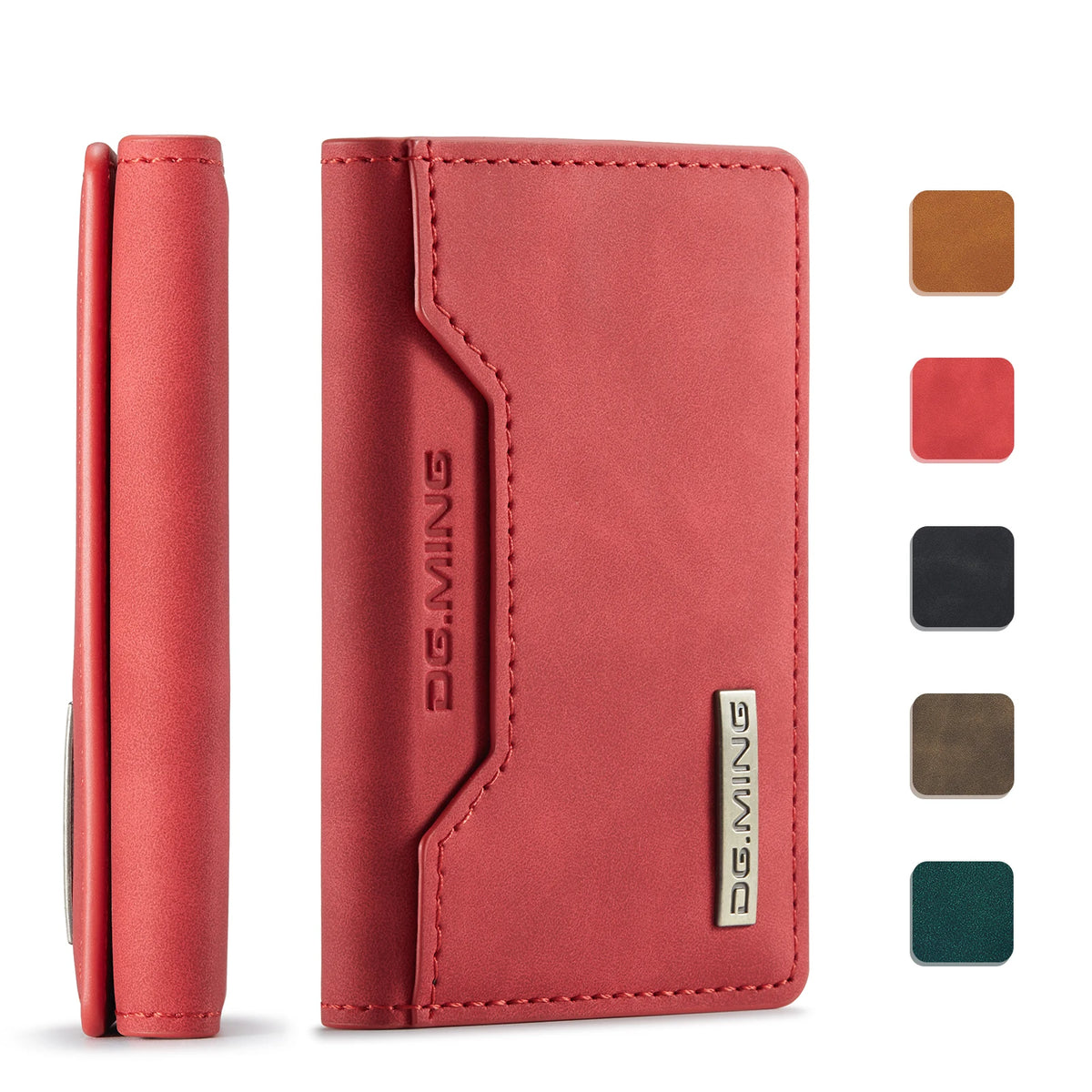 Vintage Leather Trifold Wallet with Magnetic Closure