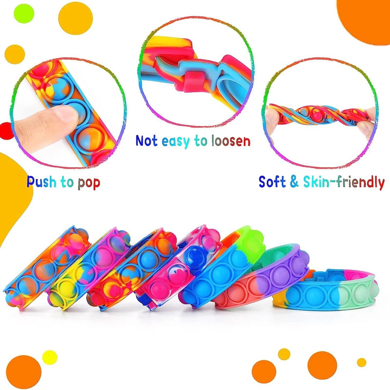 Pop-It Bracelet Fidget Set (12-Pack)