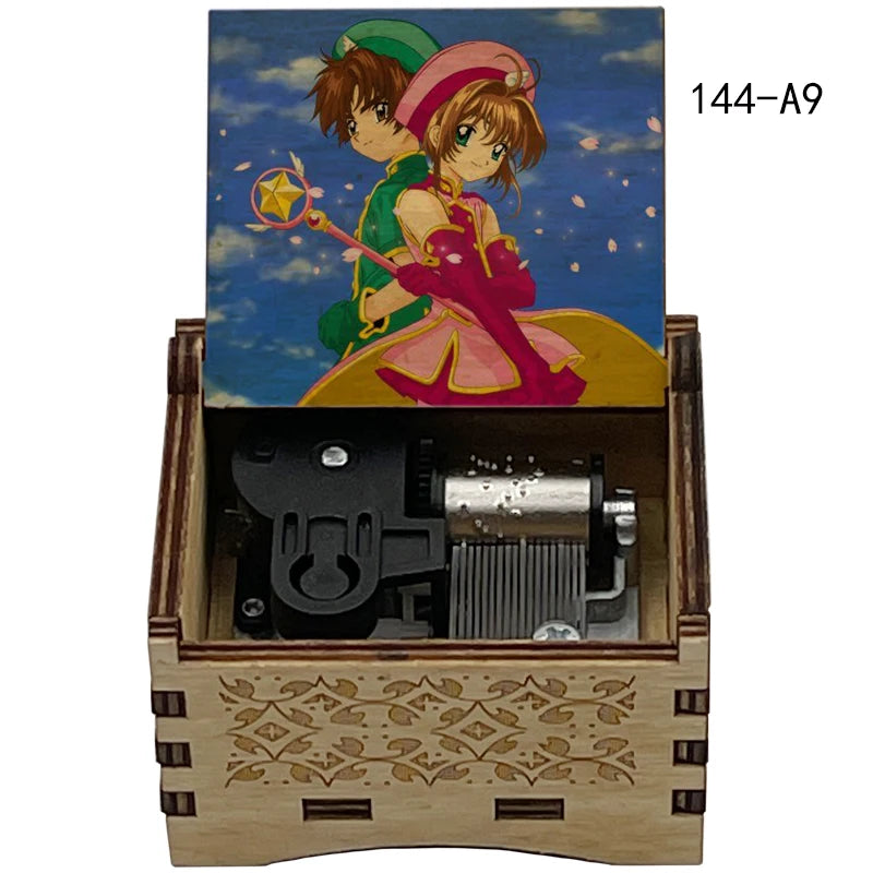 A music box featuring a painted illustration of Sakura Kin, titled 144-A9.