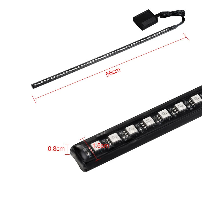 Black RGB LED car scanner light strip with remote control and various light modules