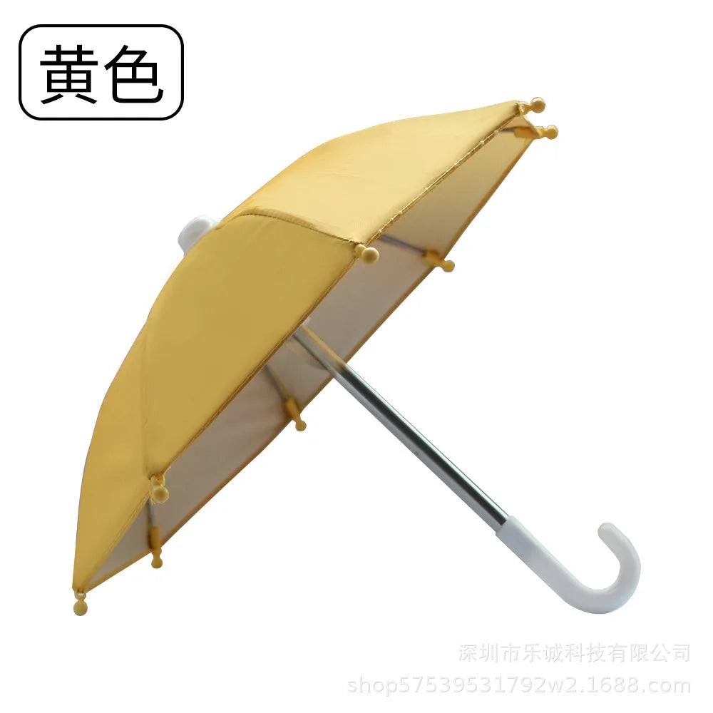 Yellow mini motorcycle phone umbrella with UV protection