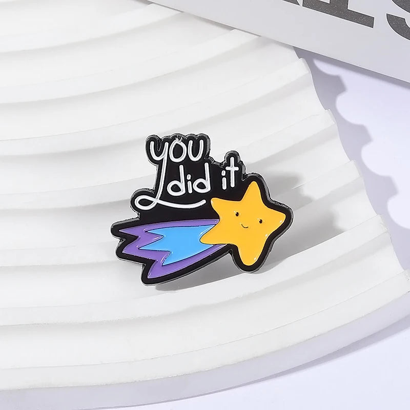 Fun Meteor Enamel Pin with Star Design