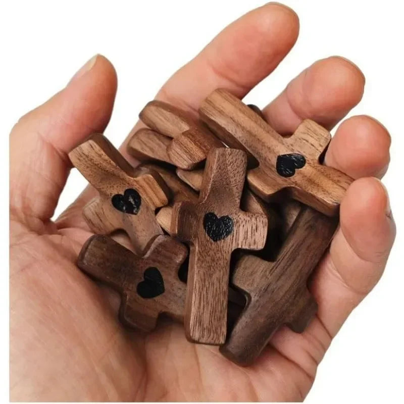Handcrafted Black Walnut Cross, 5cm Pocket Crucifix