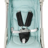 Light blue fabric cushion covers for a baby stroller and car seat belt