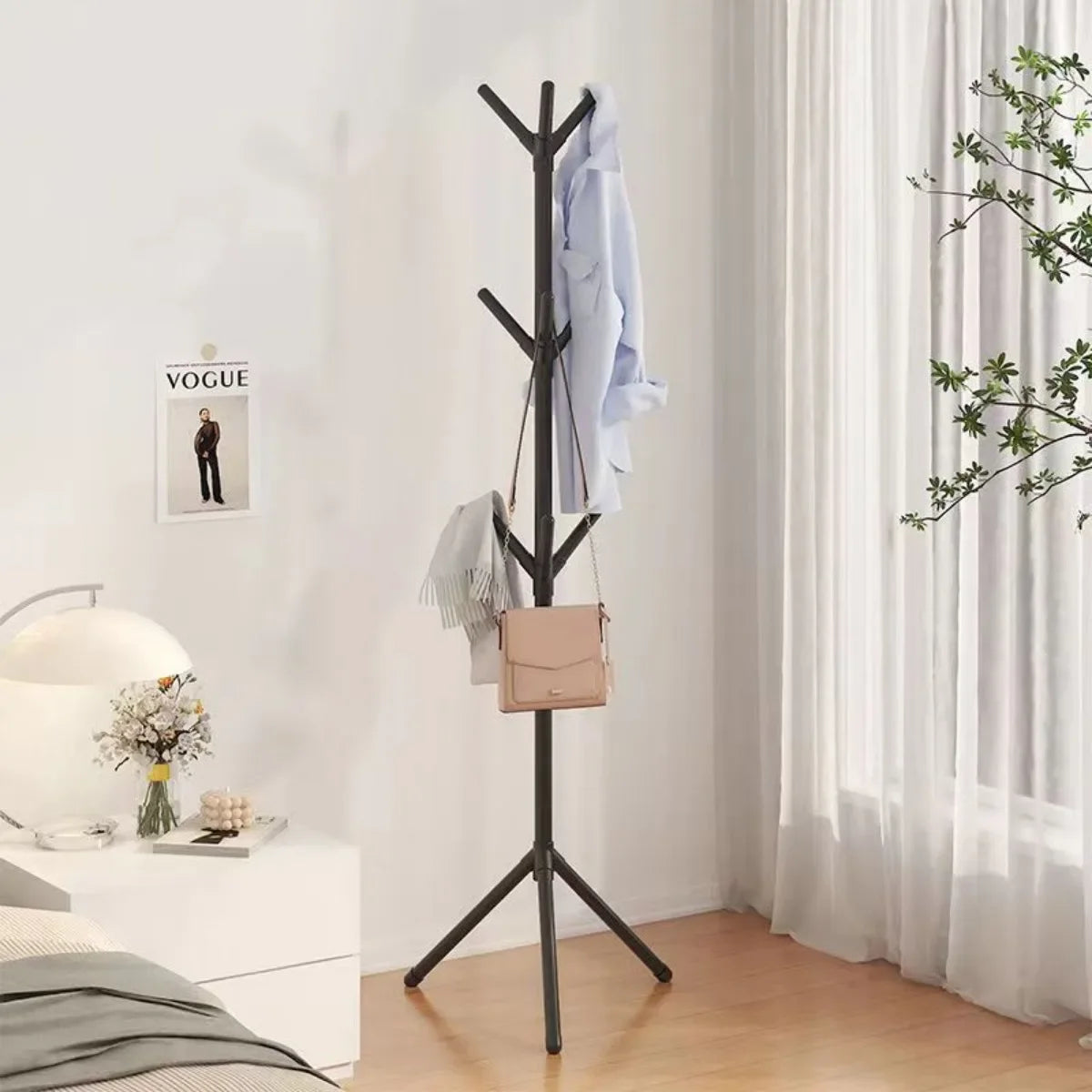 Vertical Tree Branch Coat Rack with 3 Hooks