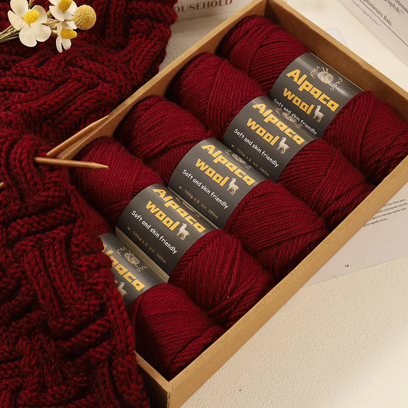 Chunky Alpaca Wool Knitting Yarn – 500g Multi-Color Set for Cozy Winter Projects