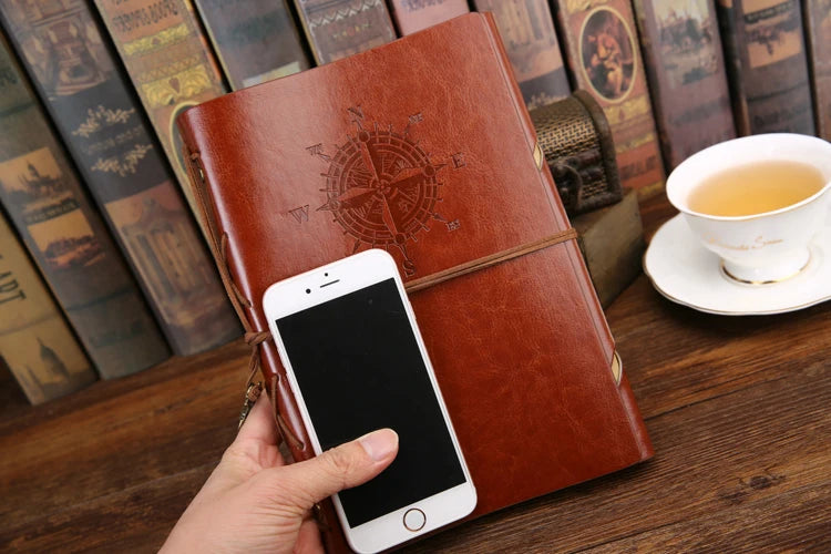 Vintage PU Leather Spiral Journal – Traveler's Notebook with Anchor Design