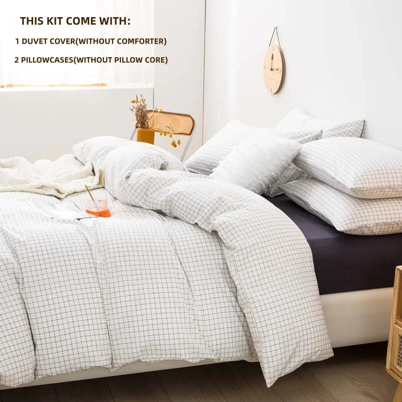 Green Plaid 3-Piece Duvet Cover Set