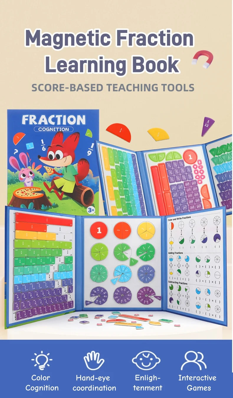 Magnetic Fraction Teaching Set with Charts & Erasable Practice Area