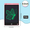 A pink 8.5-inch LCD drawing tablet featuring a green butterfly design on the screen.
