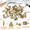 A set of brass self-drilling drywall anchors and screws with serrated sides for a strong grip.