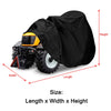 Black heavy duty ATV quad bike storage cover shown with dimension lines indicating length, width, and height.