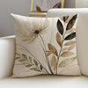 Beige Minimal Blooms Linen Throw Pillow Covers