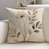 Beige Minimal Blooms Linen Throw Pillow Covers