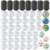 A collection of clear glass cabochons and magnets for a dome making kit.