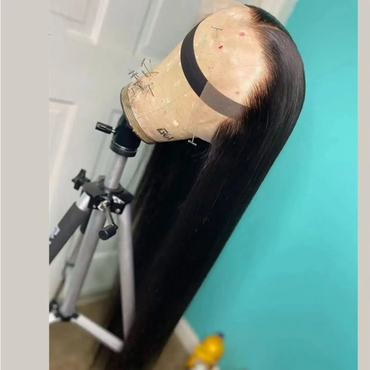 Perruque avec Front en Dentelle Lisse à Cheveux Synthétiques