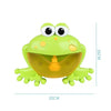 A bright green frog-shaped bath toy with large eyes and yellow accents.