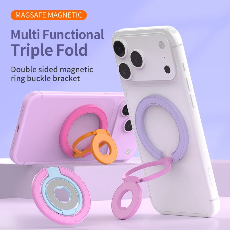 Double-Sided Magnetic Phone Ring Holder with Kickstand